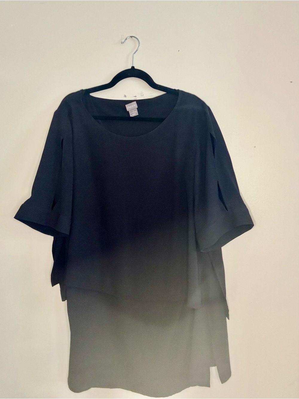 Chico's Black Layered Short-Sleeve Tunic Top